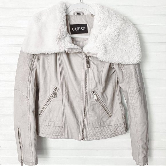 Guess Jackets & Blazers - Guess Faux Leather Tan Moto Jacket Small